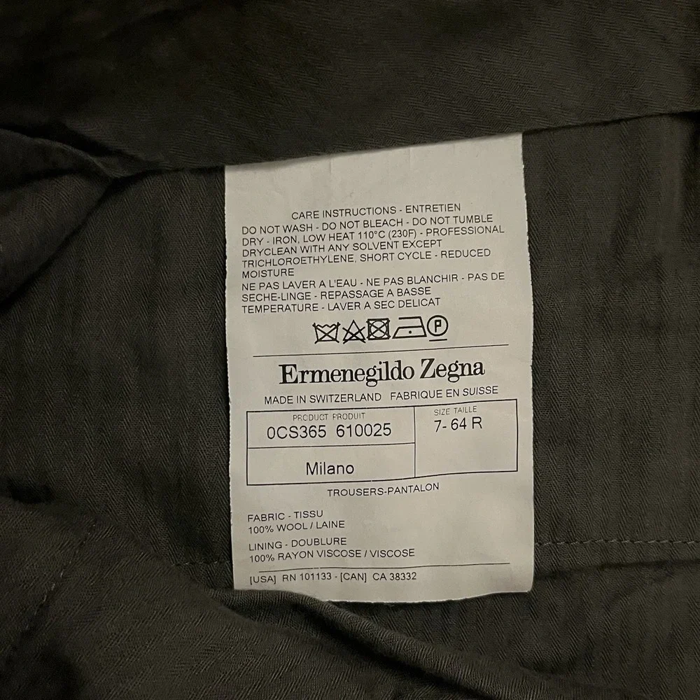 Ermenegildo Zegna Su Misura Dress Pants Mens 42x29 Herringbone Wool 7 64 Trouser
